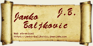 Janko Baljković vizit kartica
